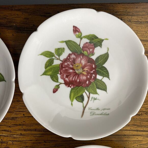 Rochard Limoges France‎ Dessert Bread Plates Cheese Wine 5.25” Flowers Signed - Picture 9 of 13